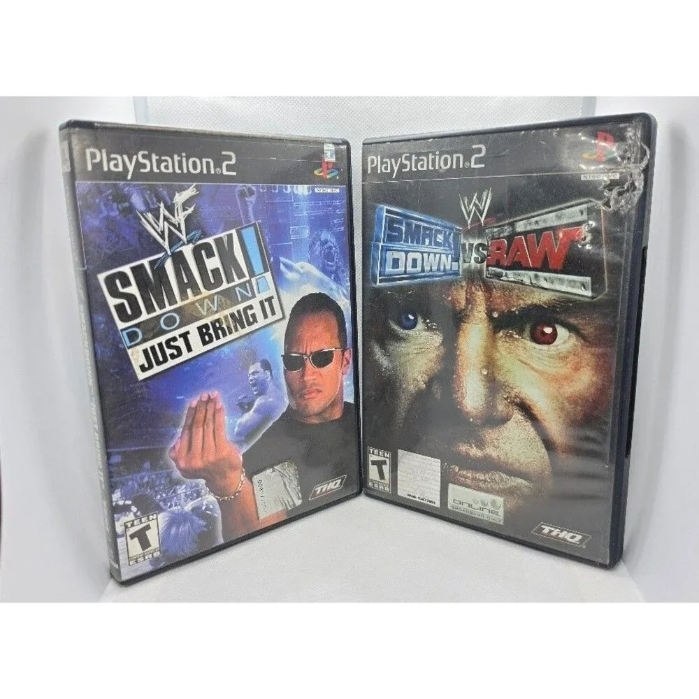 Lot of 2 WWF SmackDown! Just Bring It & WWE SmackDown vs Raw (PlayStation 2)